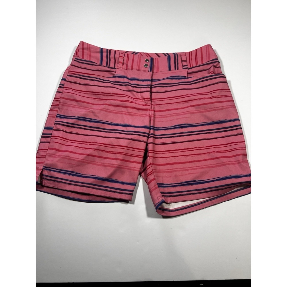 Women Adidas Printed Golf Bermuda Shorts Size 4 Pink Stripe